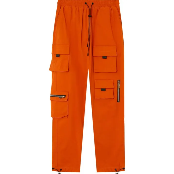 Men Sixth June Paris Jeans Trousers Twill Pockets Cargo Pants Orange