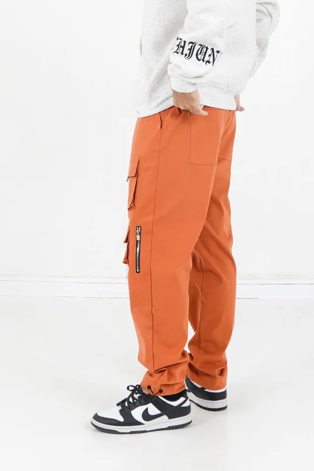 Men Sixth June Paris Jeans Trousers Twill Pockets Cargo Pants Orange Men Sixth June Paris Jeans Trousers Twill Pockets Cargo Pants Orange