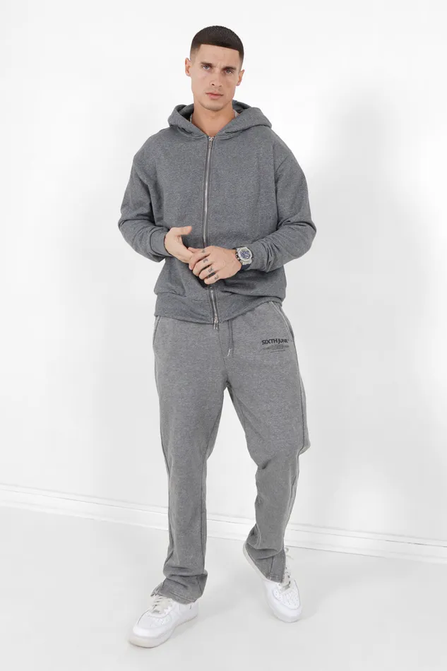 Men Sixth June Paris Jeans Trousers Washed Straight Joggers Grey Men Sixth June Paris Jeans Trousers Washed Straight Joggers Grey