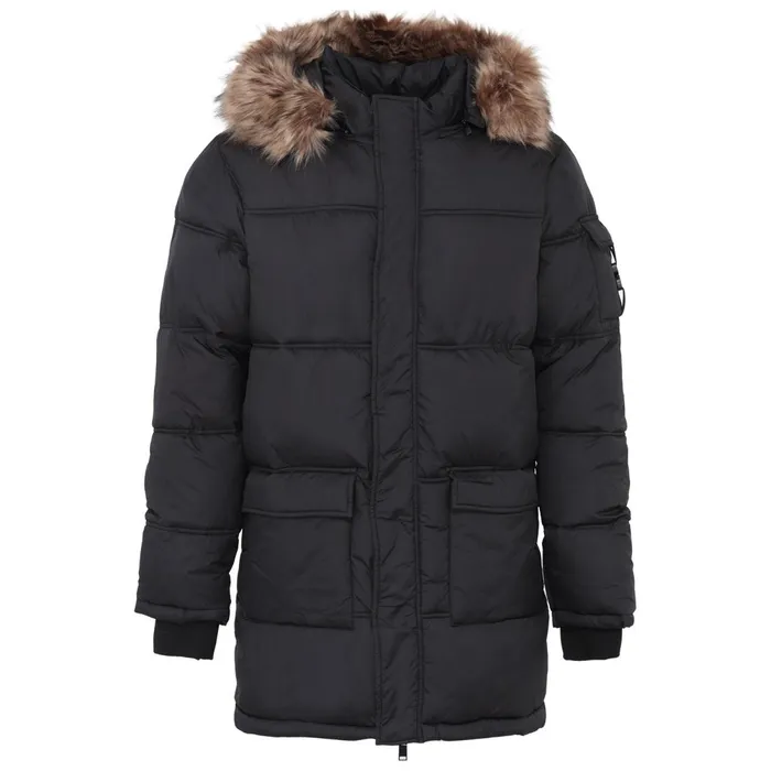 Men Sixth June Paris Outerwear Long Fur Down Jacket Black