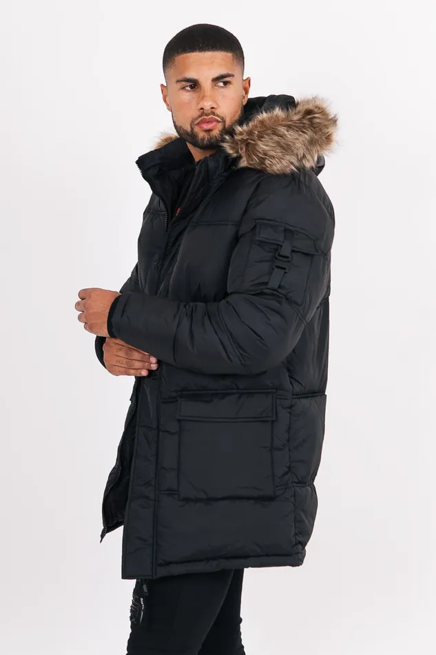 Men Sixth June Paris Outerwear Long Fur Down Jacket Black Men Sixth June Paris Outerwear Long Fur Down Jacket Black