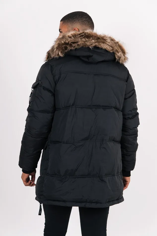 Men Sixth June Paris Outerwear Long Fur Down Jacket Black Men Sixth June Paris Outerwear Long Fur Down Jacket Black
