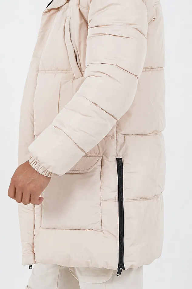 Men Sixth June Paris Outerwear Padded Long Down Jacket Beige Men Sixth June Paris Outerwear Padded Long Down Jacket Beige