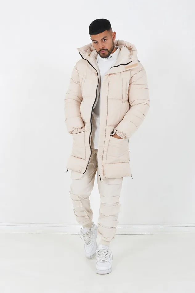 Men Sixth June Paris Outerwear Padded Long Down Jacket Beige Men Sixth June Paris Outerwear Padded Long Down Jacket Beige