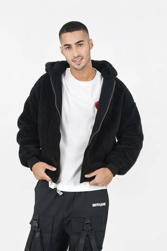Men Sixth June Paris Outerwear Reversible Velvet Sherpa Jacket Black Men Sixth June Paris Outerwear Reversible Velvet Sherpa Jacket Black