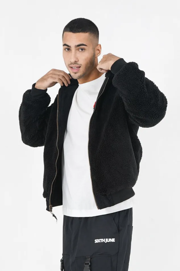 Men Sixth June Paris Outerwear Reversible Velvet Sherpa Jacket Black Men Sixth June Paris Outerwear Reversible Velvet Sherpa Jacket Black