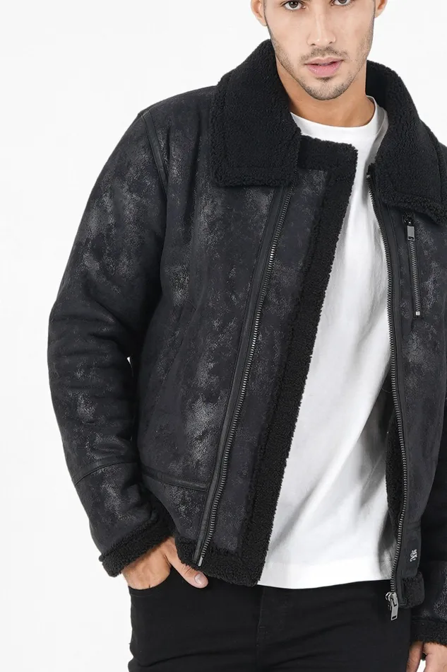 Men Sixth June Paris Outerwear Shearling Aviator Jacket Black Men Sixth June Paris Outerwear Shearling Aviator Jacket Black