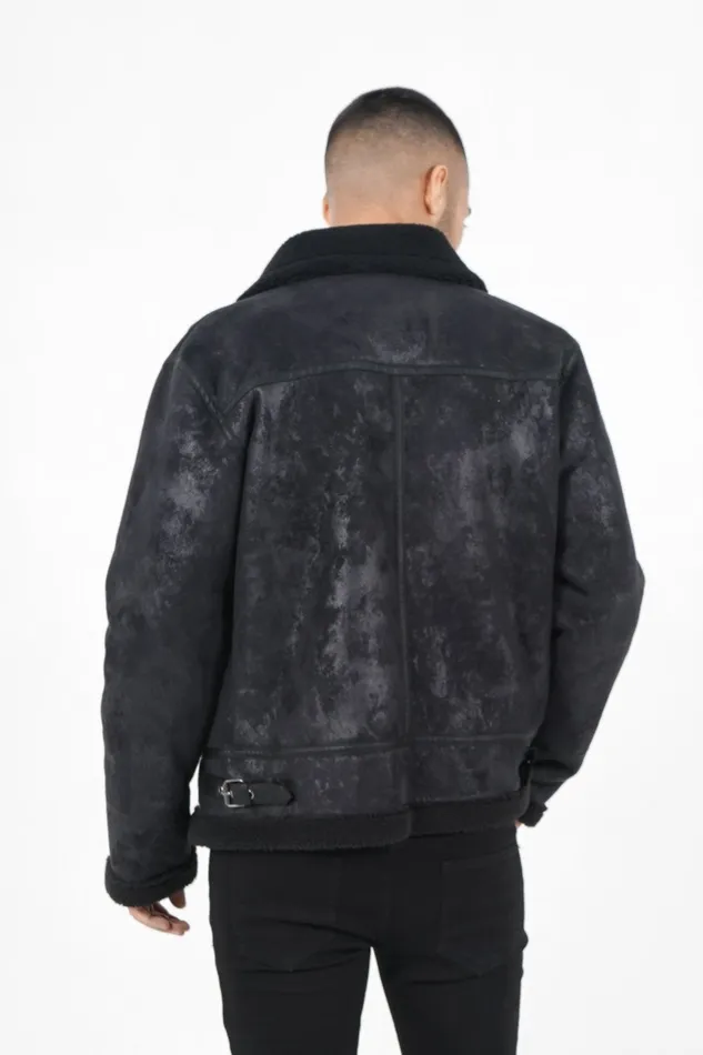 Men Sixth June Paris Outerwear Shearling Aviator Jacket Black Men Sixth June Paris Outerwear Shearling Aviator Jacket Black
