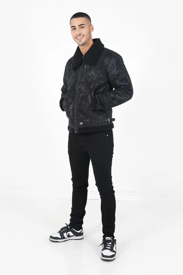 Men Sixth June Paris Outerwear Shearling Aviator Jacket Black Men Sixth June Paris Outerwear Shearling Aviator Jacket Black