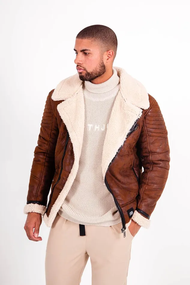 Men Sixth June Paris Outerwear Sherpa Aviator Jacket Brown Men Sixth June Paris Outerwear Sherpa Aviator Jacket Brown
