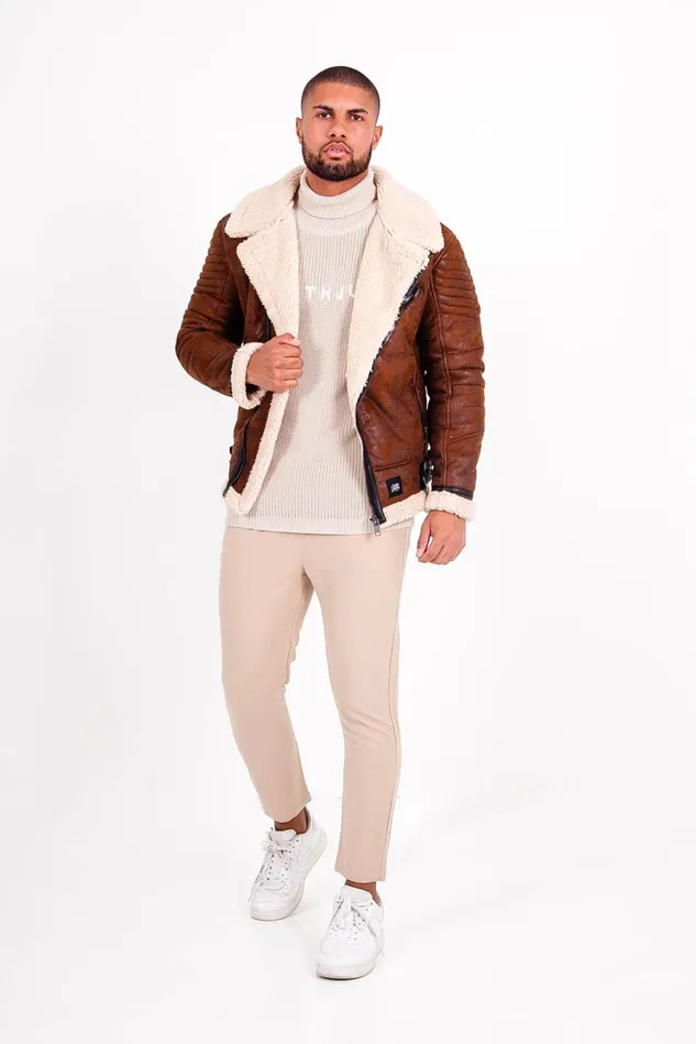Men Sixth June Paris Outerwear Sherpa Aviator Jacket Brown Men Sixth June Paris Outerwear Sherpa Aviator Jacket Brown