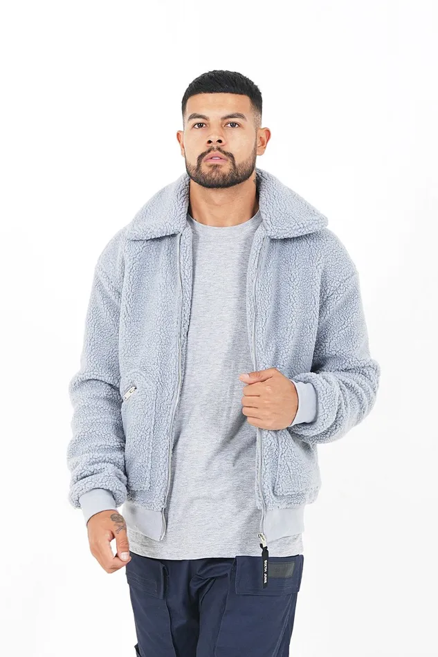 Men Sixth June Paris Outerwear Sherpa Cosy Jacket Grey Men Sixth June Paris Outerwear Sherpa Cosy Jacket Grey