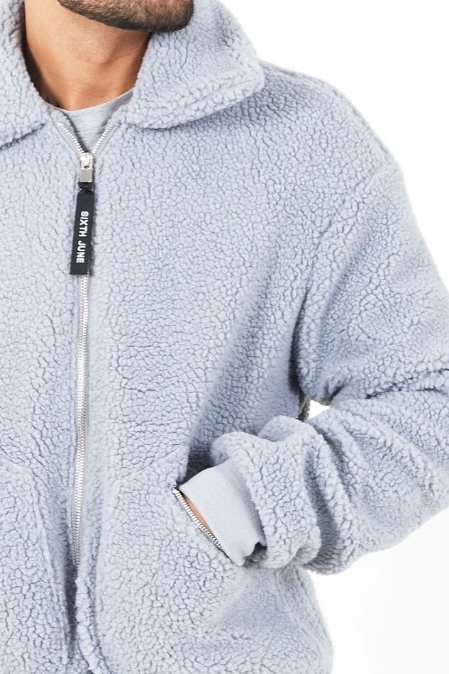 Men Sixth June Paris Outerwear Sherpa Cosy Jacket Grey Men Sixth June Paris Outerwear Sherpa Cosy Jacket Grey