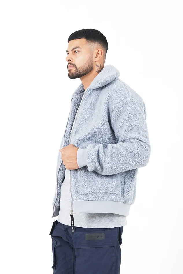 Men Sixth June Paris Outerwear Sherpa Cosy Jacket Grey Men Sixth June Paris Outerwear Sherpa Cosy Jacket Grey