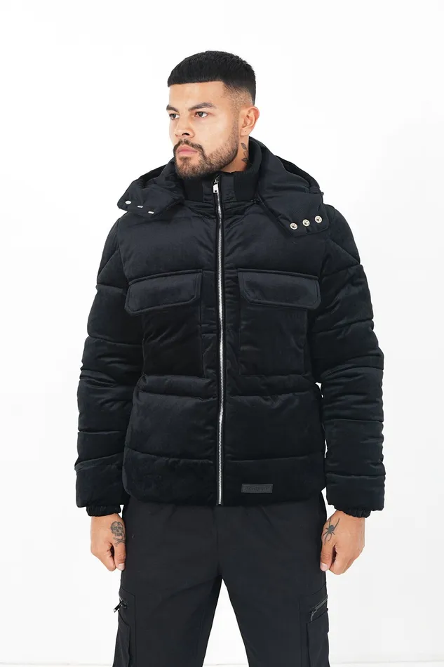 Men Sixth June Paris Outerwear Velvet Padded Down Jacket Black Men Sixth June Paris Outerwear Velvet Padded Down Jacket Black
