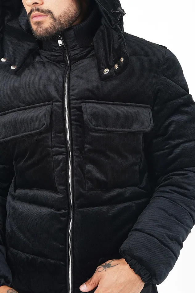 Men Sixth June Paris Outerwear Velvet Padded Down Jacket Black Men Sixth June Paris Outerwear Velvet Padded Down Jacket Black