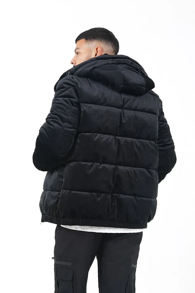 Men Sixth June Paris Outerwear Velvet Padded Down Jacket Black Men Sixth June Paris Outerwear Velvet Padded Down Jacket Black