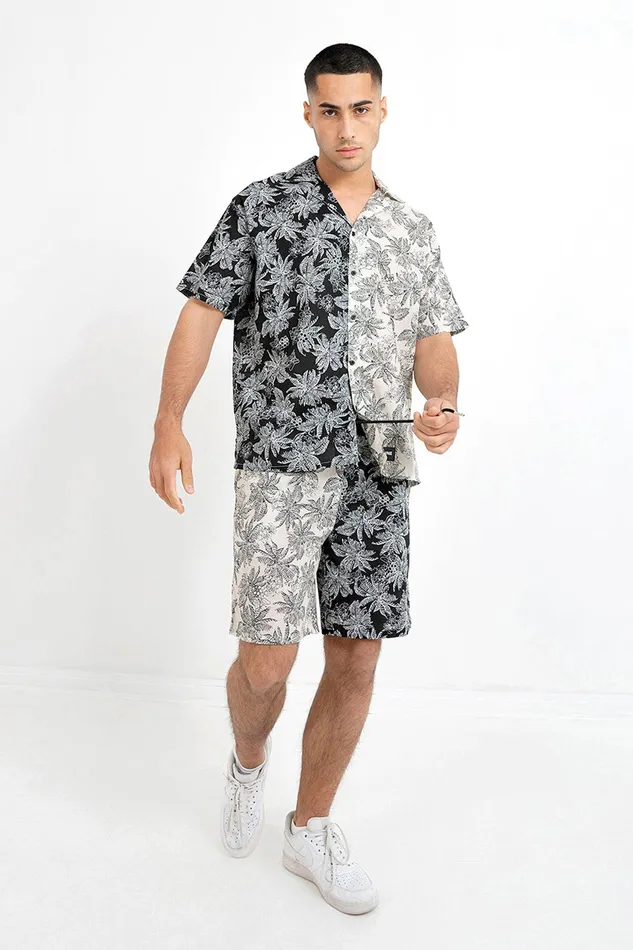 Men Sixth June Paris Shorts and Swimwear Tropical Bicolored Shorts Beige Black Multi Men Sixth June Paris Shorts and Swimwear Tropical Bicolored Shorts Beige Black Multi