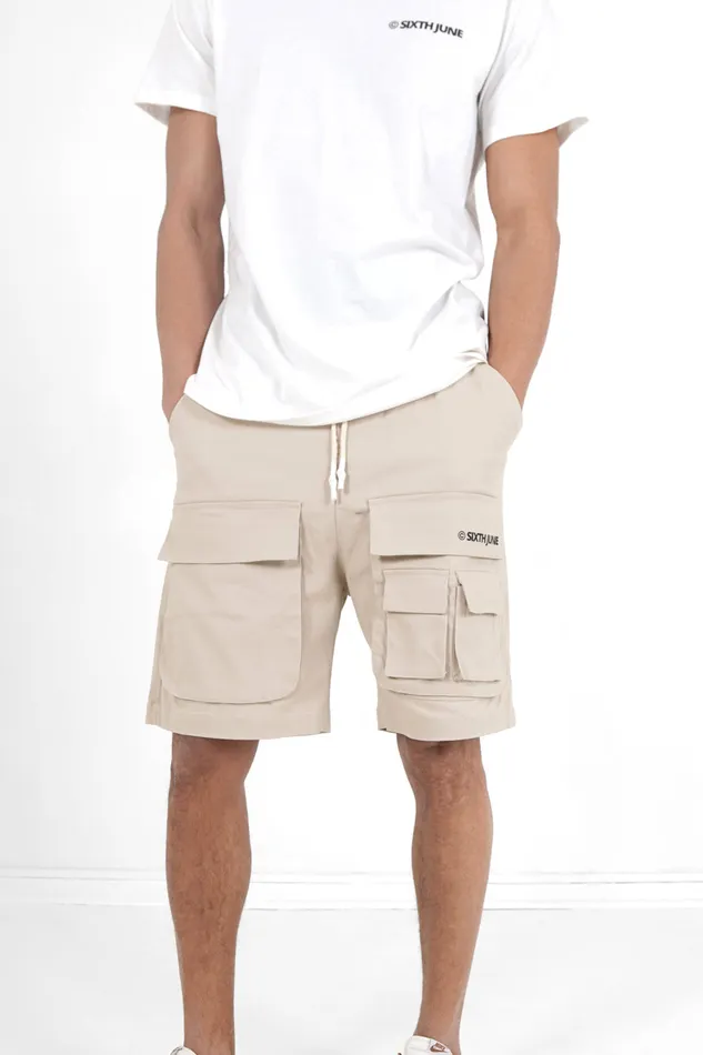 Men Sixth June Paris Shorts and Swimwear Utility Shorts Logo Beige Men Sixth June Paris Shorts and Swimwear Utility Shorts Logo Beige