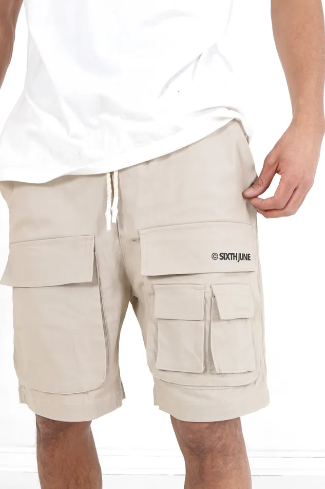 Men Sixth June Paris Shorts and Swimwear Utility Shorts Logo Beige Men Sixth June Paris Shorts and Swimwear Utility Shorts Logo Beige
