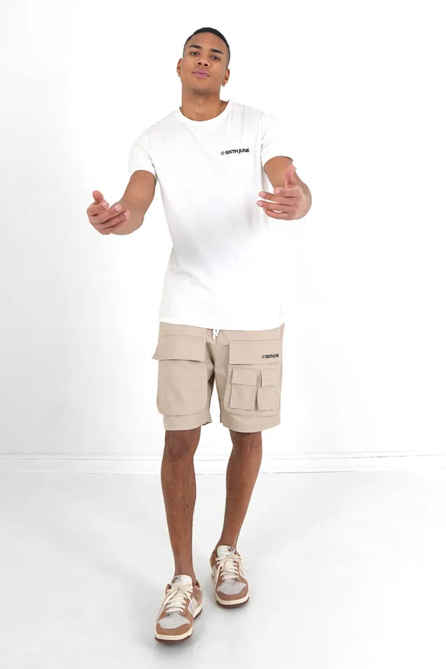 Men Sixth June Paris Shorts and Swimwear Utility Shorts Logo Beige Men Sixth June Paris Shorts and Swimwear Utility Shorts Logo Beige