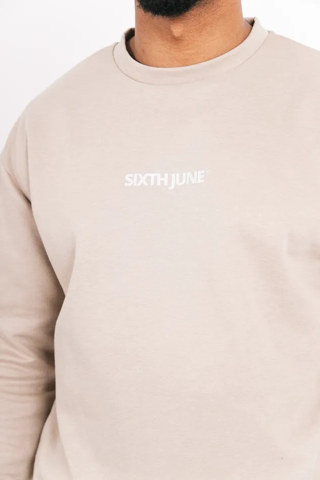 Men Sixth June Paris Sweats Knitwear Basic Logo Sweatshirt Beige Men Sixth June Paris Sweats Knitwear Basic Logo Sweatshirt Beige
