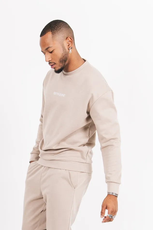 Men Sixth June Paris Sweats Knitwear Basic Logo Sweatshirt Beige Men Sixth June Paris Sweats Knitwear Basic Logo Sweatshirt Beige