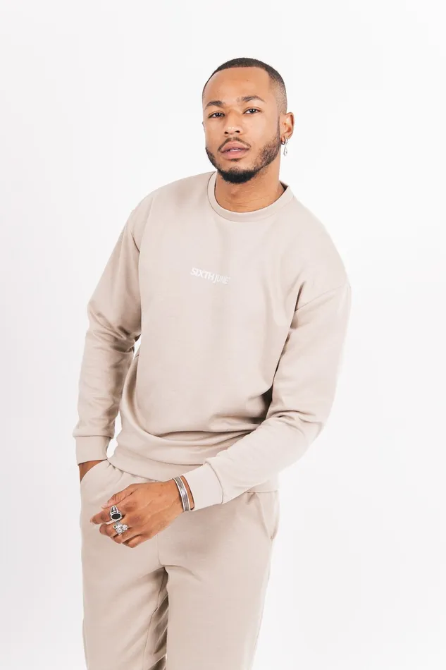 Men Sixth June Paris Sweats Knitwear Basic Logo Sweatshirt Beige Men Sixth June Paris Sweats Knitwear Basic Logo Sweatshirt Beige
