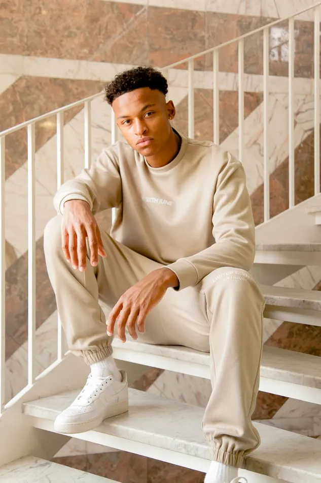 Men Sixth June Paris Sweats Knitwear Basic Logo Sweatshirt Beige Men Sixth June Paris Sweats Knitwear Basic Logo Sweatshirt Beige