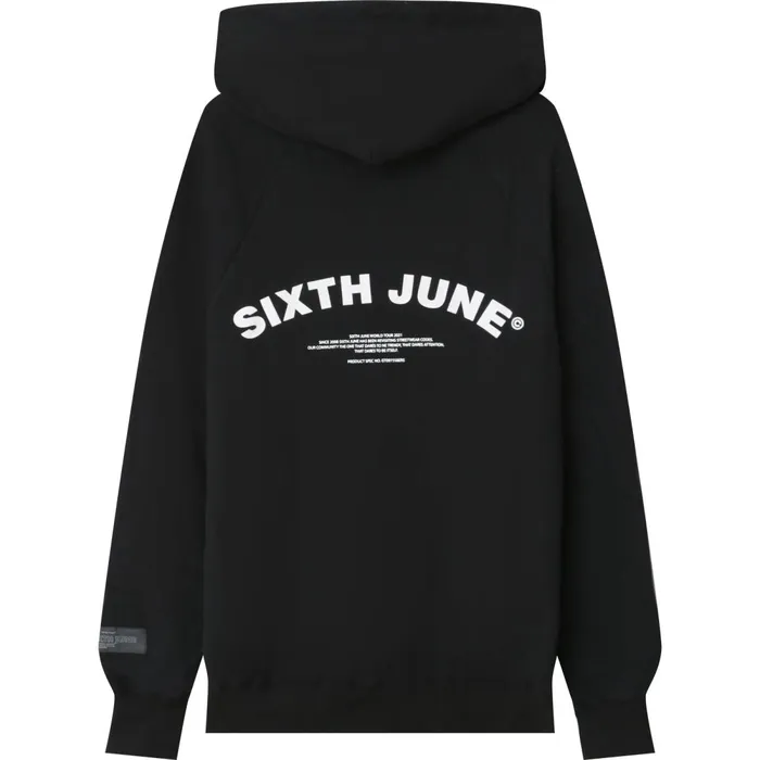 Men Sixth June Paris Sweats Knitwear Curved Logo Hoodie Black