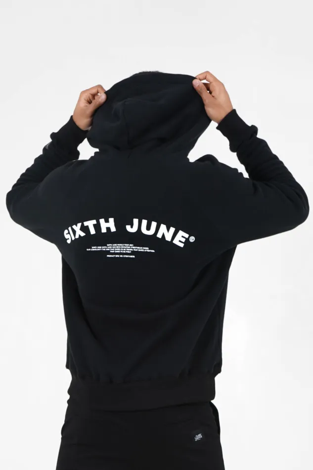 Men Sixth June Paris Sweats Knitwear Curved Logo Hoodie Black Men Sixth June Paris Sweats Knitwear Curved Logo Hoodie Black