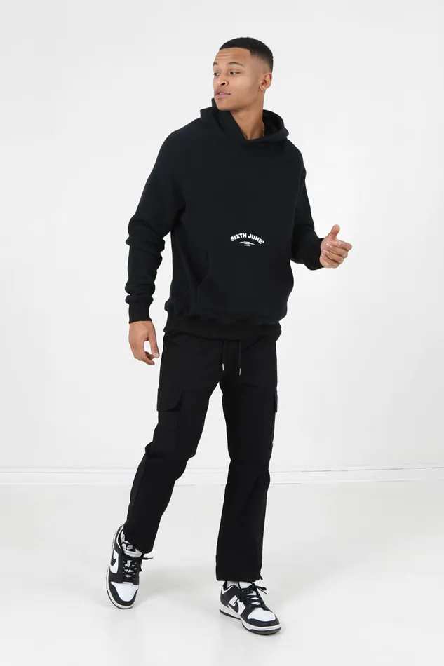 Men Sixth June Paris Sweats Knitwear Curved Logo Hoodie Black Men Sixth June Paris Sweats Knitwear Curved Logo Hoodie Black