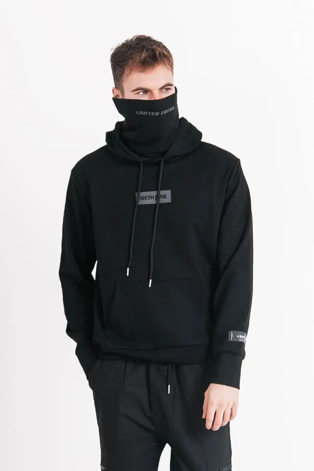 Men Sixth June Paris Sweats Knitwear Neck Warmer Hoodie Black Men Sixth June Paris Sweats Knitwear Neck Warmer Hoodie Black