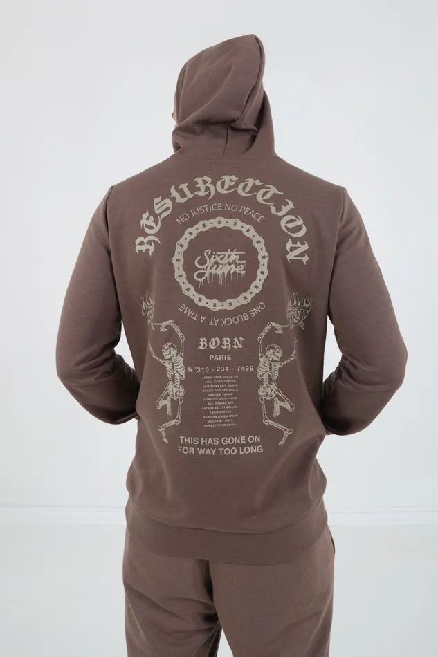 Men Sixth June Paris Sweats Knitwear Resurection Hoodie Brown Men Sixth June Paris Sweats Knitwear Resurection Hoodie Brown
