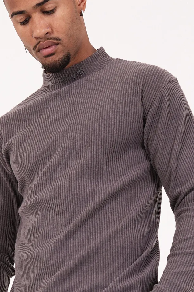 Men Sixth June Paris Sweats Knitwear Ribbed Collar Knitwear Taupe Grey Men Sixth June Paris Sweats Knitwear Ribbed Collar Knitwear Taupe Grey