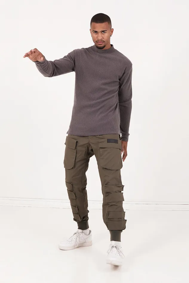 Men Sixth June Paris Sweats Knitwear Ribbed Collar Knitwear Taupe Grey Men Sixth June Paris Sweats Knitwear Ribbed Collar Knitwear Taupe Grey