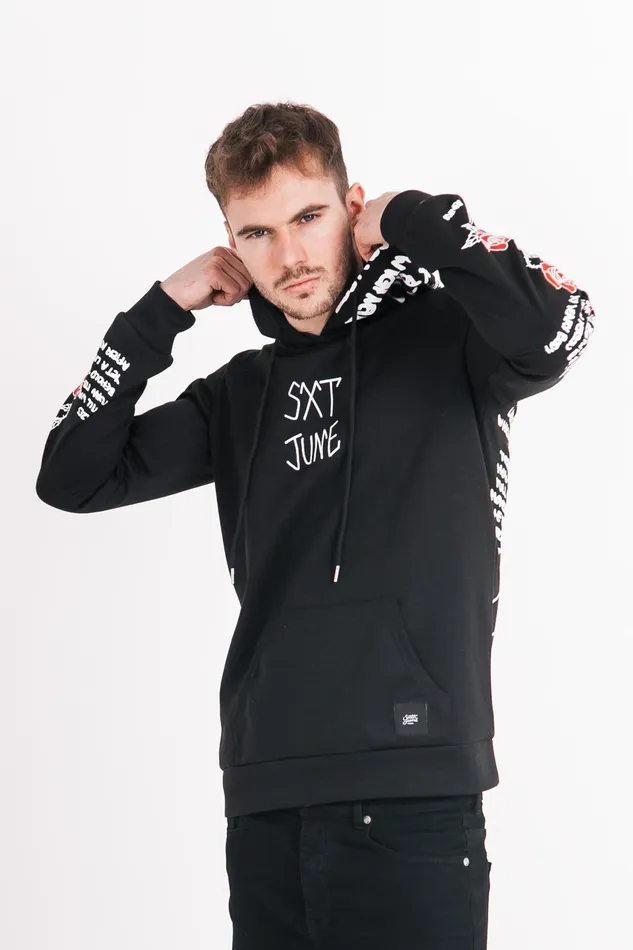 Men Sixth June Paris Sweats Knitwear Skull Print Hoodie White Black Men Sixth June Paris Sweats Knitwear Skull Print Hoodie White Black