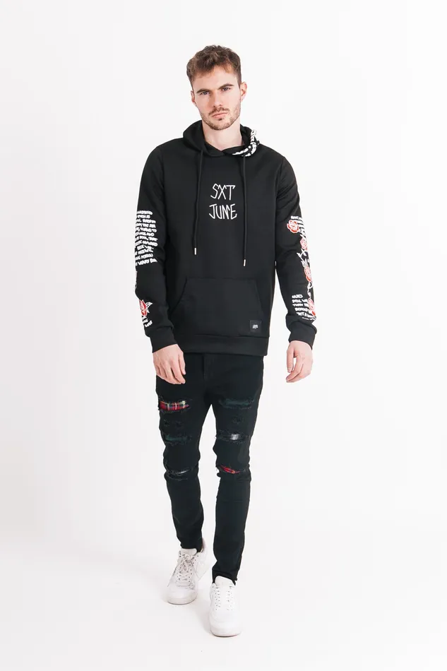 Men Sixth June Paris Sweats Knitwear Skull Print Hoodie White Black Men Sixth June Paris Sweats Knitwear Skull Print Hoodie White Black