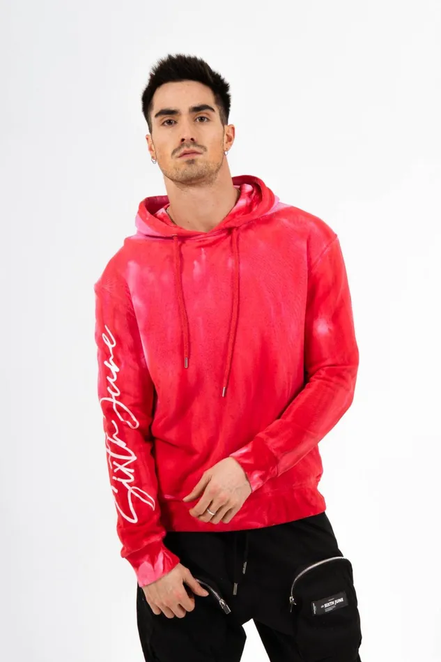 Men Sixth June Paris Sweats Knitwear Washed Hoodie Red Men Sixth June Paris Sweats Knitwear Washed Hoodie Red