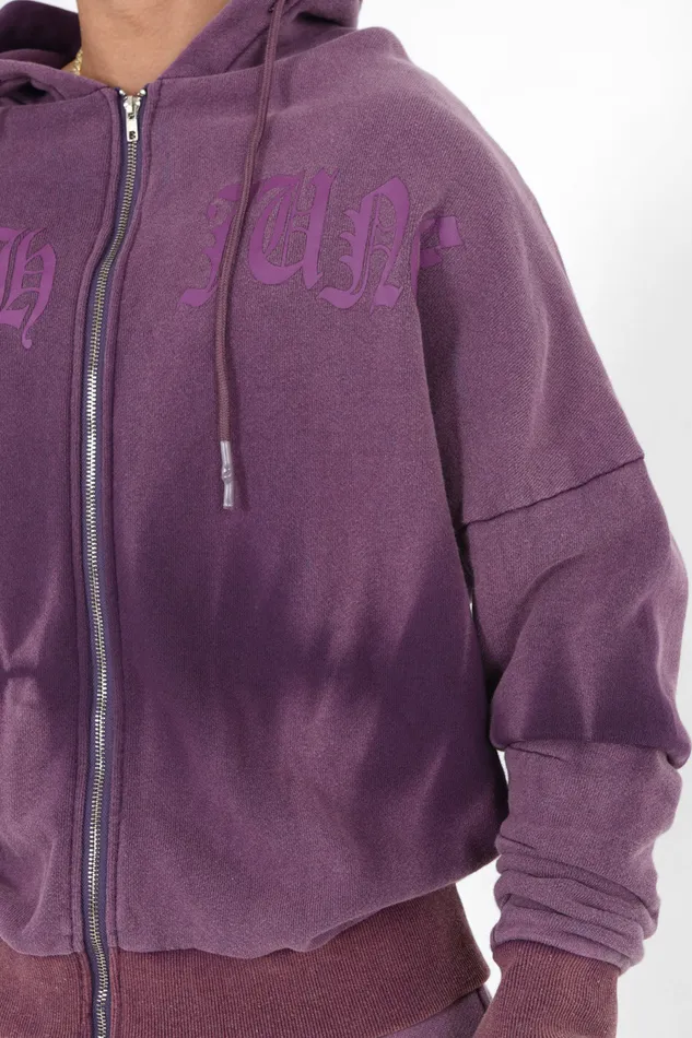 Men Sixth June Paris Sweats Knitwear Washed Zipped Hoodie Purple Men Sixth June Paris Sweats Knitwear Washed Zipped Hoodie Purple