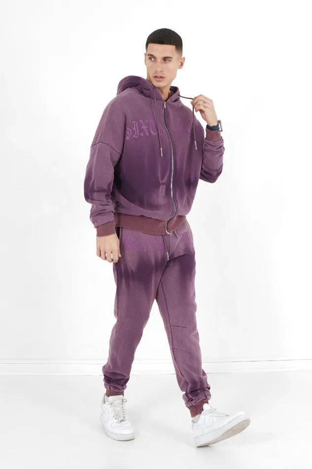 Men Sixth June Paris Sweats Knitwear Washed Zipped Hoodie Purple Men Sixth June Paris Sweats Knitwear Washed Zipped Hoodie Purple
