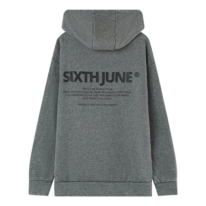 Men Sixth June Paris Sweats Knitwear Zipped Hoodie Logo Grey