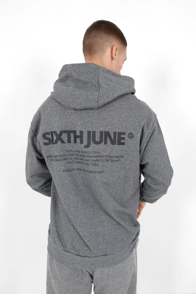 Men Sixth June Paris Sweats Knitwear Zipped Hoodie Logo Grey Men Sixth June Paris Sweats Knitwear Zipped Hoodie Logo Grey