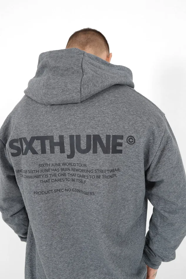 Men Sixth June Paris Sweats Knitwear Zipped Hoodie Logo Grey Men Sixth June Paris Sweats Knitwear Zipped Hoodie Logo Grey