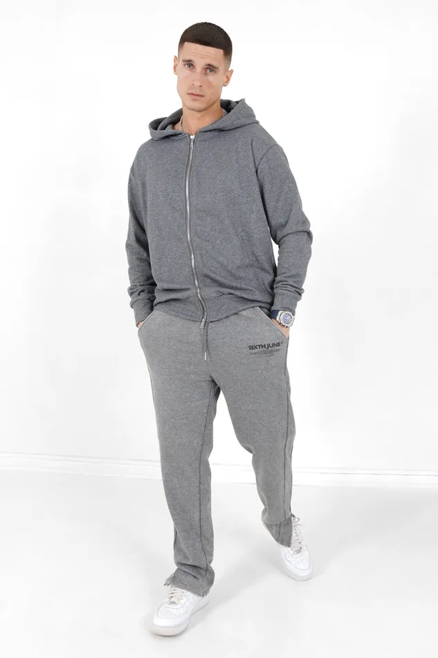 Men Sixth June Paris Sweats Knitwear Zipped Hoodie Logo Grey Men Sixth June Paris Sweats Knitwear Zipped Hoodie Logo Grey