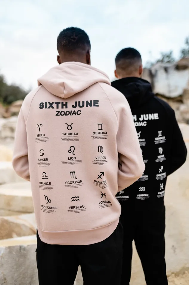 Men Sixth June Paris Sweats Knitwear Zodiac Signs Hoodie Beige Pink Men Sixth June Paris Sweats Knitwear Zodiac Signs Hoodie Beige Pink