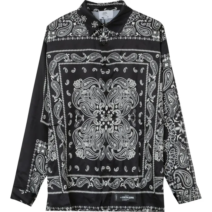 Men Sixth June Paris Tops Bandana Light Shirt Black