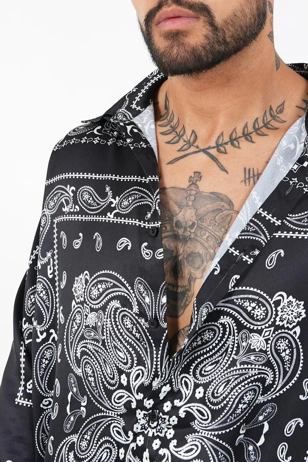 Men Sixth June Paris Tops Bandana Light Shirt Black Men Sixth June Paris Tops Bandana Light Shirt Black