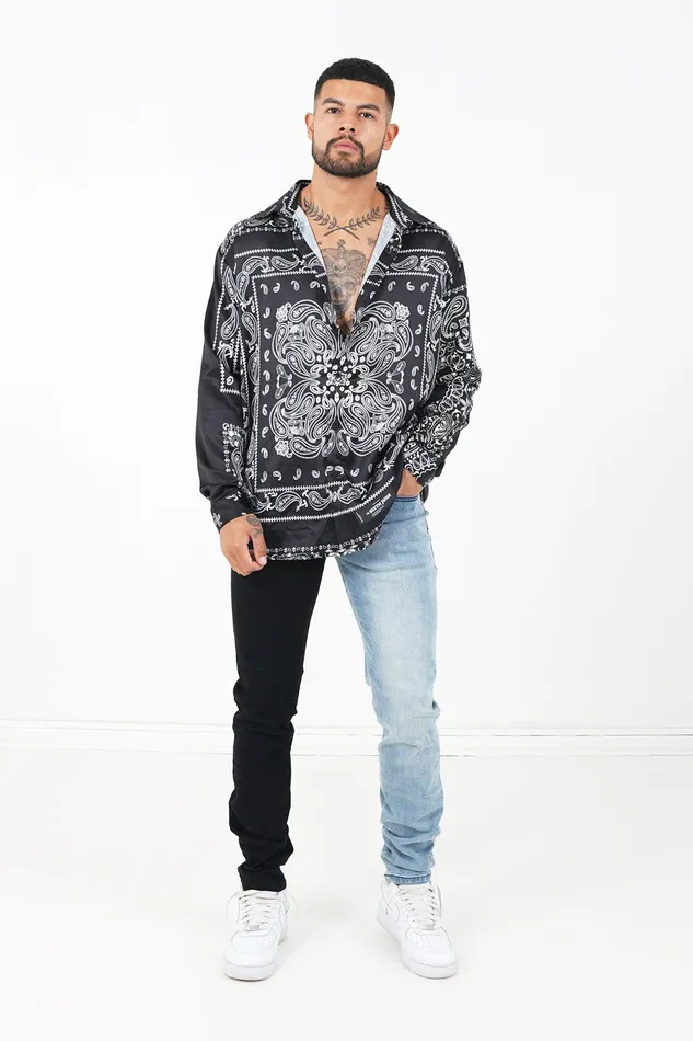 Men Sixth June Paris Tops Bandana Light Shirt Black Men Sixth June Paris Tops Bandana Light Shirt Black