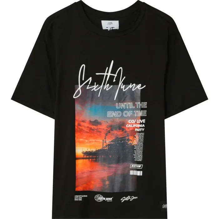Men Sixth June Paris Tops California Sunset Tshirt Black